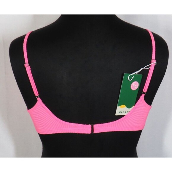 Halara Bright Pink Ribbed Padded Bikini Swim Top Size XL - Picture 5 of 7